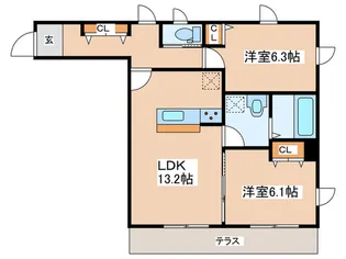 スリーウッド南湖【2階】の間取り
