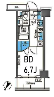 パークアクシス横濱大通り公園【6階】の間取り