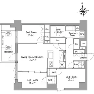 コンフォリア・リヴ西大島SOUTH【3階】の間取り