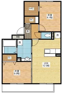 クリスタルコート平間【1階】の間取り