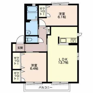 ヒュドールヒューレー A【2階】の間取り