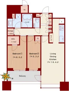 パークコート文京小石川ザ・タワー【33階】の間取り