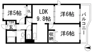 リヴェールうねの2【3階】の間取り
