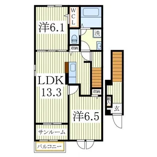 カーサ・セイスB【2階】の間取り