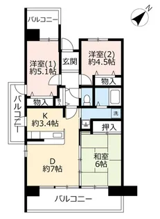 URアーベイン東三国【2階】の間取り