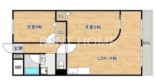 セレニティ南巽【6階】の間取り