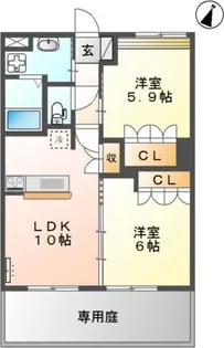 エミスフェール綾織【1階】の間取り