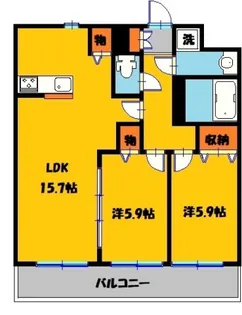ソレイユ御蔵町【5階】の間取り