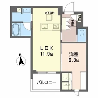 シャーメゾン西岐阜アバンセ【1階】の間取り