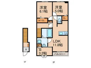 クラール倉治A【2階】の間取り