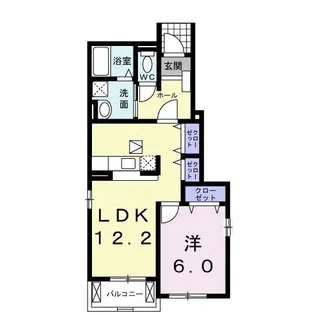 エアリークレメントII【1階】の間取り