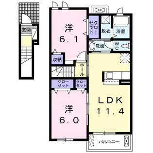 アプローズB【2階】の間取り