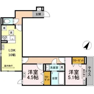 D-ROOM散田町【1階】の間取り