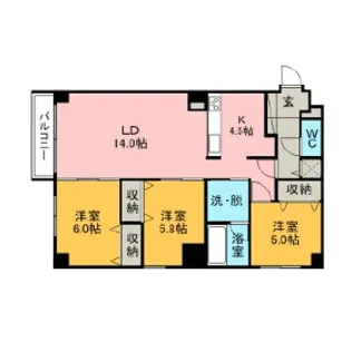 サンヴェール中央【3階】の間取り