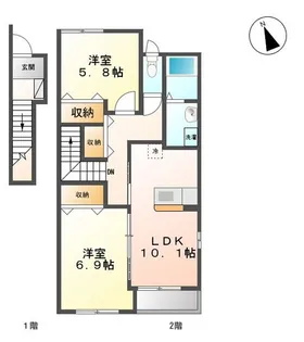 サニーパレス1番館【2階】の間取り