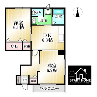 ベルメゾンハラダB【1階】の間取り