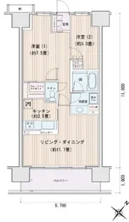 エスティメゾン豊洲レジデンスC【9階】の間取り