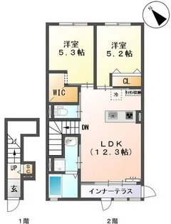 グリーンベルウッドIII(Green Bell wood III)【2階】の間取り