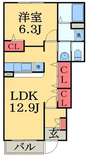 フォーリーフC【1階】の間取り