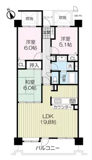 ライオンズガーデン泉中央806号【8階】の間取り