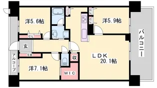 パレ・ロワイヤル田寺東II番館【5階】の間取り