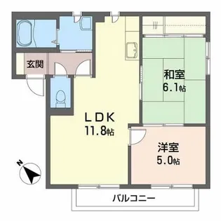 メゾン・グリシーヌB【1階】の間取り