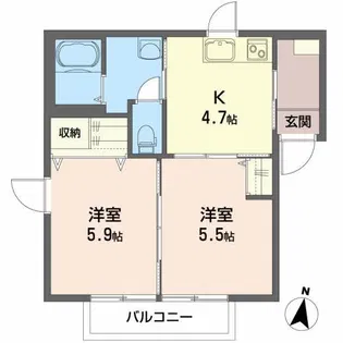 フラッツNS【2階】の間取り