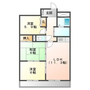 クオリティパレス徳重【2階】の間取り