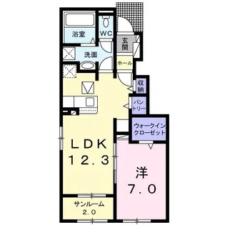 ウエスト アベイユ B【1階】の間取り