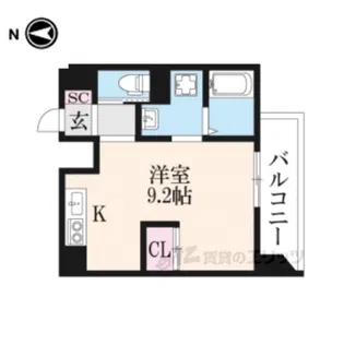 ブーブーヴィラ二条【3階】の間取り