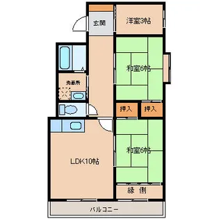 ウインドタウン八尾【3階】の間取り