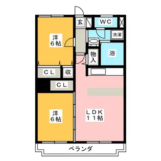 宇都宮グリーンハイツ1号棟【4階】の間取り