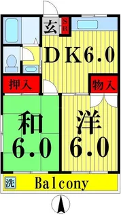 栗島ハイツ【2階】の間取り
