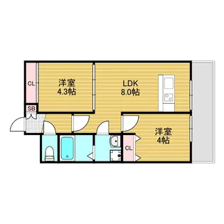 ウインドヒル三国【4階】の間取り