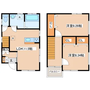 宮城県仙台市宮城野区田子字入【一戸建】の間取り