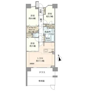 クレストプライムレジデンス パーク五番街【1階】の間取り