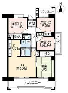 URアルビス旭ヶ丘【10階】の間取り