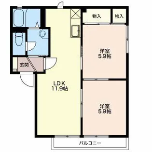 ボナールハイツC【1階】の間取り