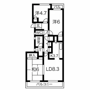 サンヒルズ上大岡 B棟【1階】の間取り