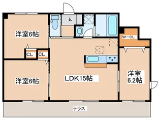 スリーウッド南湖【1階】の間取り