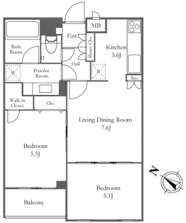 ミリアレジデンス乃木坂【2階】の間取り