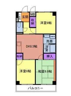 ディアコート静【2階】の間取り