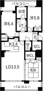 グランファーレ札幌菊水グランシェール【9階】の間取り