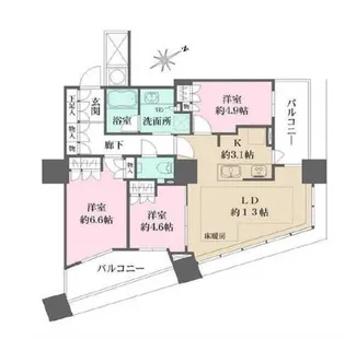 ザ・パークハウス西新宿タワー60【13階】の間取り