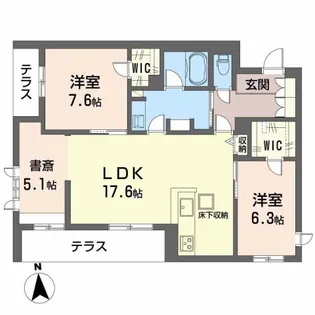 フレシア天王寺(北)【1階】の間取り