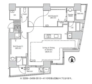アクティ汐留【32階】の間取り