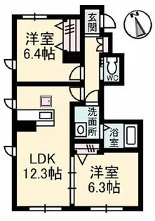 グランマスト高松中央B棟【1階】の間取り