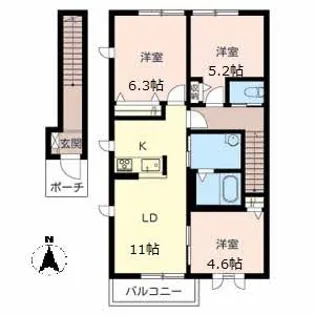 シャーメゾン花水木A【2階】の間取り