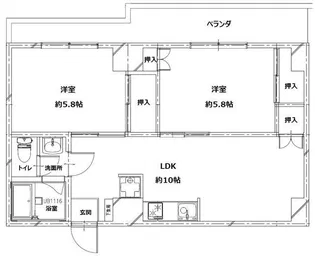 ハタノコーポ【2階】の間取り