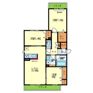 ミモザメゾン菱屋西【2階】の間取り